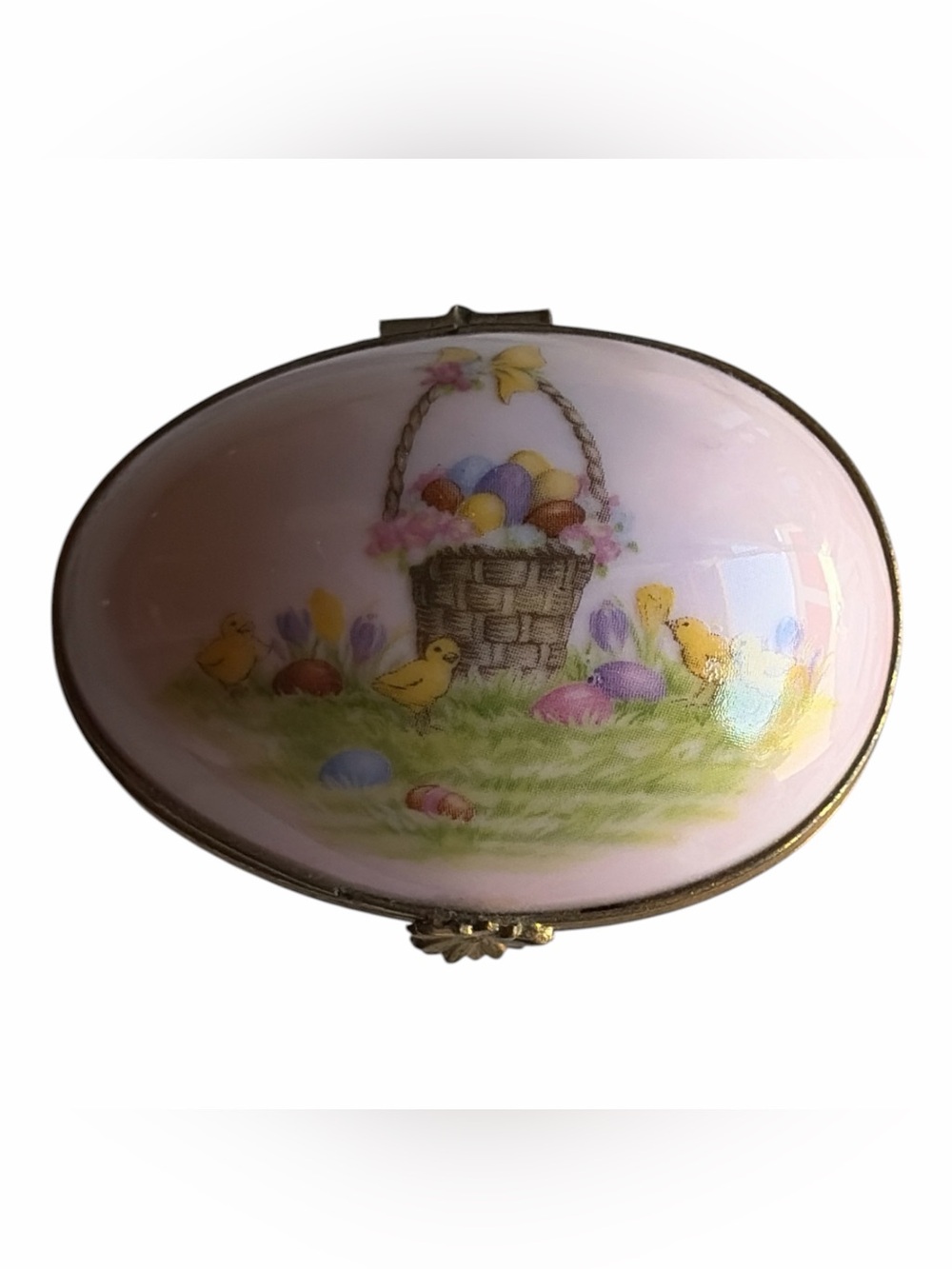 🔥 Artoria Limoges France Easter Egg Trinket Box Chicks Basket Porcelain Hinged🔥